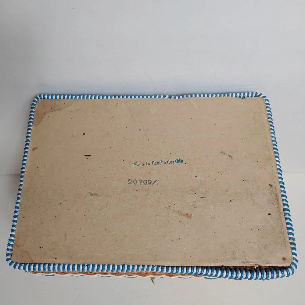 Vintage Sewing‎ Basket Whicker Rattan Box Mid-Century MCM Czech
